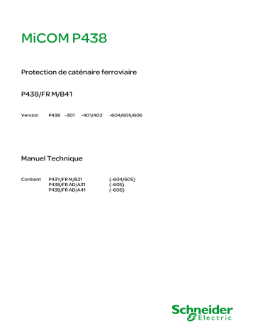 Schneider Electric MiCOM P438 Mode d'emploi | Fixfr