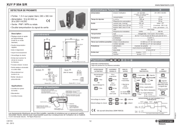 Schneider Electric XUYP954S, XUYP954R Diffuse reflector sensor Manuel utilisateur | Fixfr