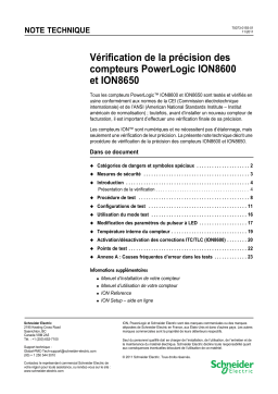 Schneider Electric Vérification de la précision des compteurs PowerLogic ION8600 et ION8650 Mode d'emploi