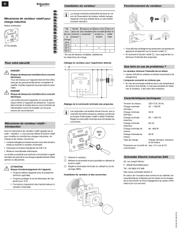 Schneider Electric Rotary dimmer insert Mode d'emploi | Fixfr