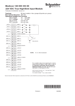 Schneider Electric 140DDI35300, 24VDC True High, Sink Input Module Manuel utilisateur