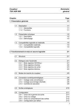 Schneider Electric TSX ASR 800 Sortie ana / Fr Mode d'emploi