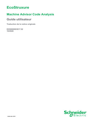 Schneider Electric EcoStruxure - Machine Advisor Code Analysis Manuel utilisateur | Fixfr