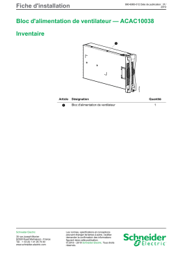 Schneider Electric ACAC10038-InRow Fan PSU Mode d'emploi