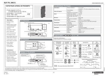 Schneider Electric XUYPL946S Diffuse reflection lateral sensor Manuel utilisateur | Fixfr