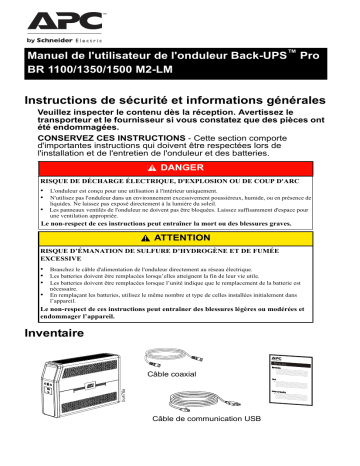 Schneider Electric BACK-UPS PRO BR 1100/1350/1500 M2-LM Mode d'emploi | Fixfr