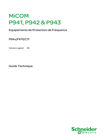 Schneider Electric MiCOM P94x Mode d'emploi | Fixfr