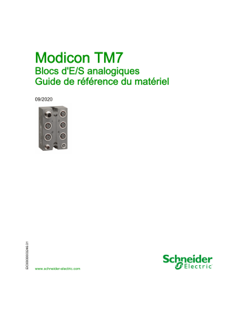 Schneider Electric Modicon TM7 - Blocs d E/S analogiques Guide de référence | Fixfr