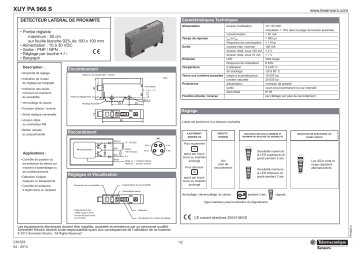 Schneider Electric XUYPA966S Diffuse reflection axial sensor Manuel utilisateur | Fixfr
