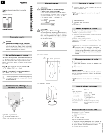 Schneider Electric KNX- Capteur de luminosité et de température Mode d'emploi | Fixfr