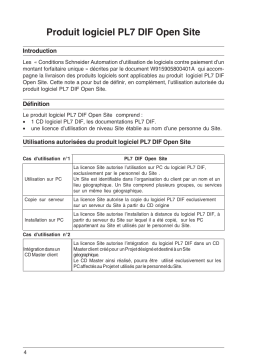 Schneider Electric PL7 DIF Open Site, Logiciel Manuel utilisateur