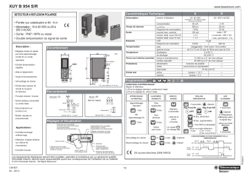 Schneider Electric XUYB954S, XUYB954R Retro-reflex polarised sensor Manuel utilisateur | Fixfr