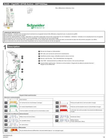 Schneider Electric Acti9 VigiARC iDT40 Active Bloc différentiel, détecteur Manuel utilisateur | Fixfr