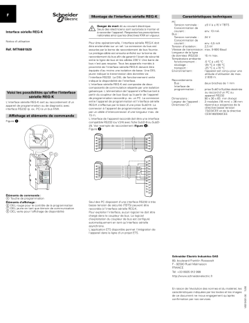 Schneider Electric Interface sérielle REG-K, gris clair Mode d'emploi | Fixfr