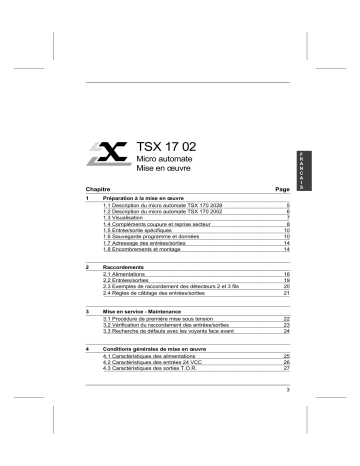 Schneider Electric TSX1702028 / TSX1702002 Micro automates - Mise en oeuvre Mode d'emploi | Fixfr