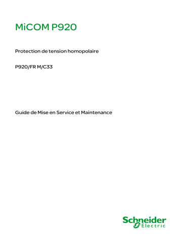 Schneider Electric MiCOM P920 Mode d'emploi | Fixfr