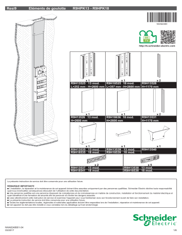 Schneider Electric Resi9 - Eléments de goulotte - R9HPK13 - R9HPK18 Manuel utilisateur | Fixfr