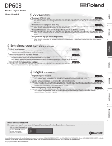 Roland DP603 Digital Piano Manuel du propriétaire | Fixfr