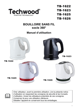 Techwood TB-1623 Bouilloire 1,6 Litre Manuel utilisateur