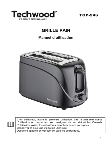Techwood TGP-246 Grille Pain Manuel utilisateur | Fixfr