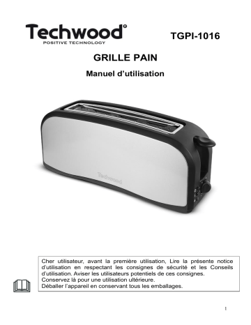 Techwood TGPI-1016 Grille Pain Manuel utilisateur | Fixfr