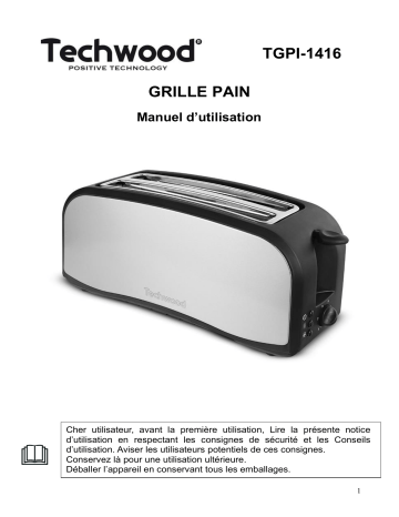 Techwood TGPI-1416 Grille Pain Manuel utilisateur | Fixfr