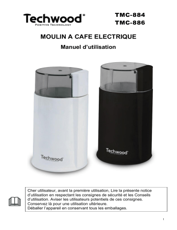 Techwood TMC-884 Moulin à Café 160W Manuel utilisateur | Fixfr