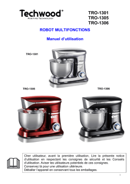 Techwood TRO-1306 Robot Pétrin 6,5L Manuel utilisateur