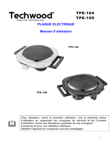 Techwood TPE-104 Plaque électrique 1 feu Manuel utilisateur | Fixfr