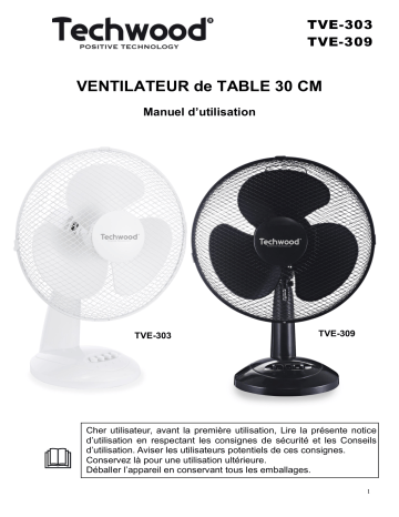 Techwood TVE-309 Ventilateur de Table Manuel utilisateur | Fixfr