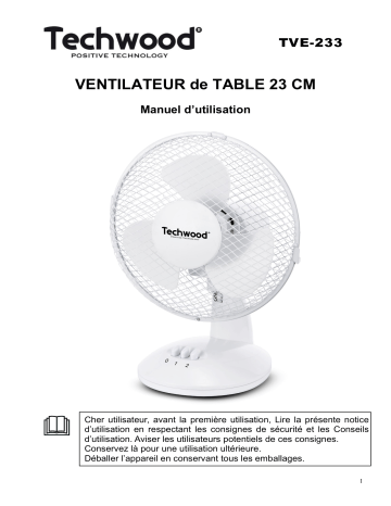 Techwood TVE-233 Ventilateur de Table Manuel utilisateur | Fixfr