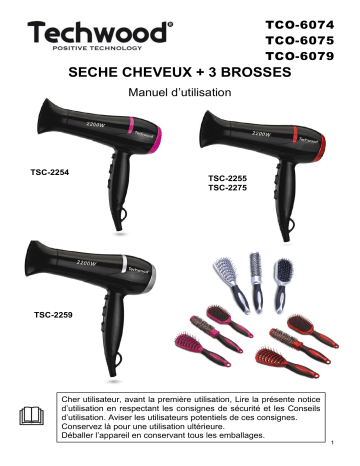 Techwood TCO-6075 Ensemble Sèche Cheveux 