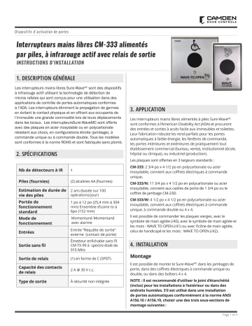 CAMDEN CM-333 Manuel utilisateur | Fixfr