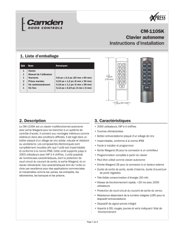 CAMDEN CM-110SK Manuel utilisateur | Fixfr
