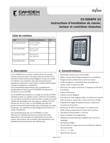 CAMDEN CV-550SPK V2 Manuel utilisateur | Fixfr