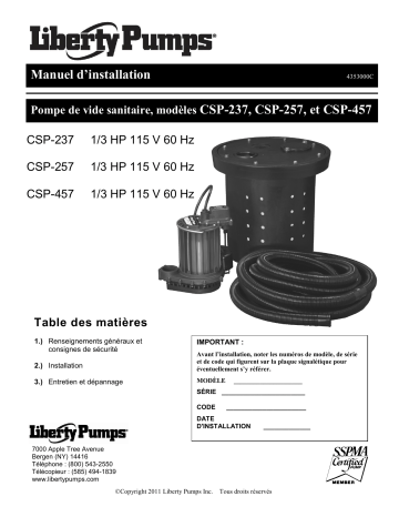Liberty Pumps CSP-Series Installation manuel | Fixfr
