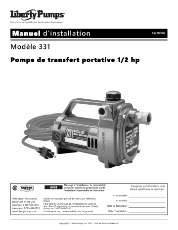 Liberty Pumps 331 Installation manuel | Fixfr