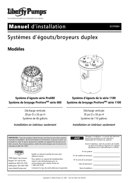 Liberty Pumps 1100-Series Installation manuel