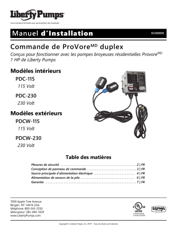 Liberty Pumps PDC-Series Installation manuel | Fixfr