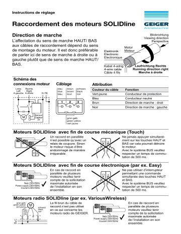 GEIGER SOLIDline and GJ56.. motors / Connections Mode d'emploi | Fixfr