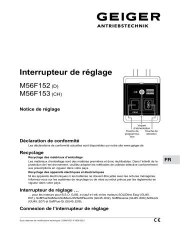 GEIGER Setting switch M56F152 Mode d'emploi | Fixfr