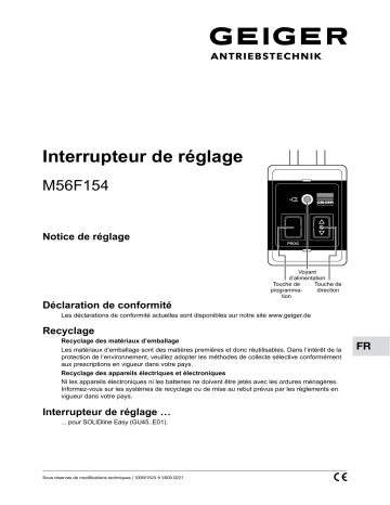 GEIGER Setting switch M56F154 Mode d'emploi | Fixfr
