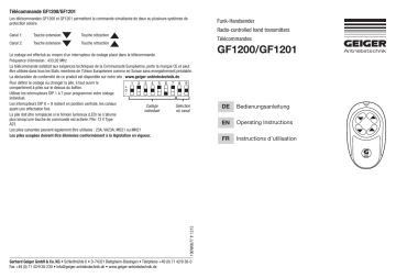 GEIGER Radio-controlled hand transmitters GF120. Mode d'emploi | Fixfr