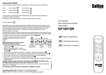 GEIGER Radio-controlled hand transmitters GF1601SN Mode d'emploi | Fixfr