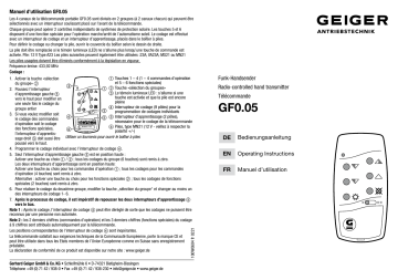 GEIGER Hand-held transmitter GF0.05 Mode d'emploi | Fixfr