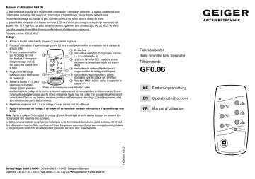 GEIGER Hand-held transmitter GF0.06 Mode d'emploi | Fixfr