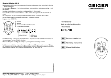 GEIGER Hand-held transmitter GF0.10 Mode d'emploi | Fixfr