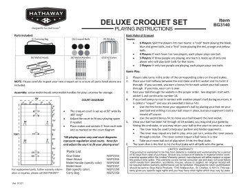 Hathaway BG3140 Deluxe Croquet 6-Player Set Manuel utilisateur | Fixfr