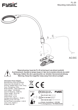 Fysic FL-20LED LED tafel loeplamp met klem Guide de démarrage rapide