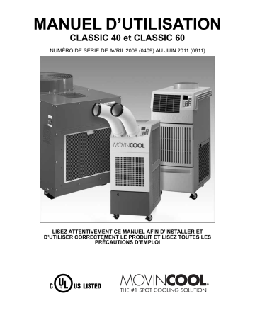 CL40 | Movincool CL60 Air Conditioner Mode d'emploi | Fixfr